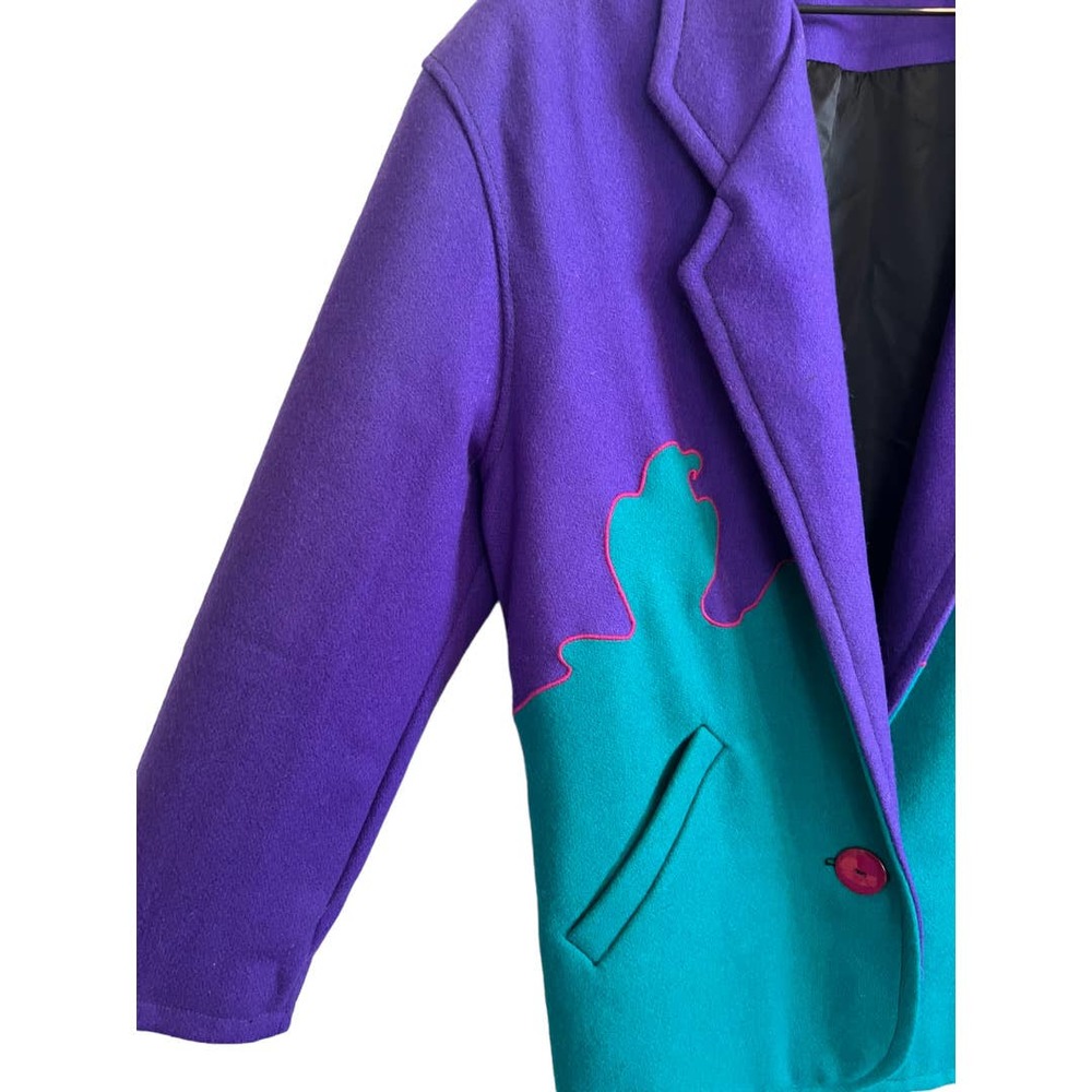 1980s 80s Vintage Western Southwest Cindy Owings Colorblock Wool Blazer Jacket - Picture 5 of 9